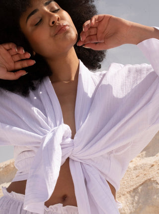 Kimono Alicia Gaze de coton Blanc