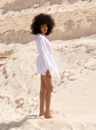 Kimono Alicia Gaze de coton Blanc