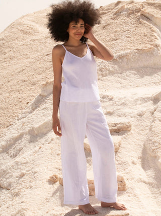 Pantalon Martine Gaze de coton Blanc