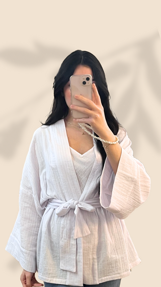 Kimono Alicia Gaze de coton Blanc