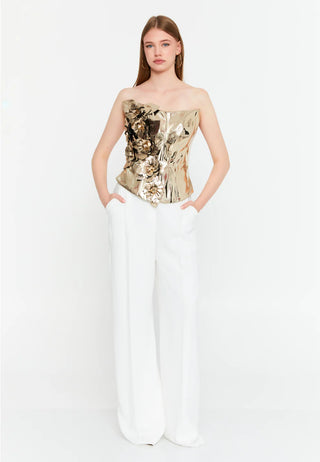 BUSTIER GOLD AYA — Fleurs piquées main