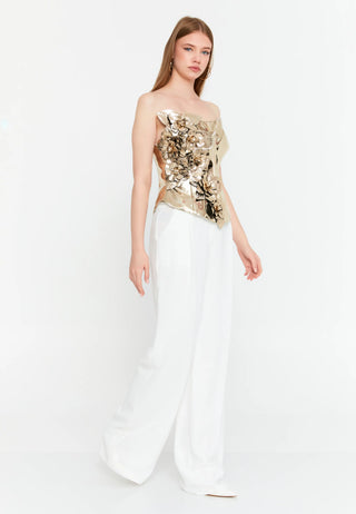 BUSTIER GOLD AYA — Fleurs piquées main