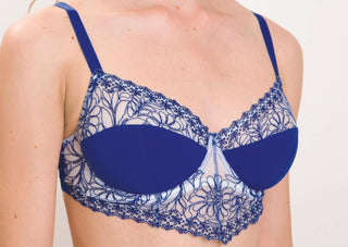 Violette bustier effect blue half cup bra