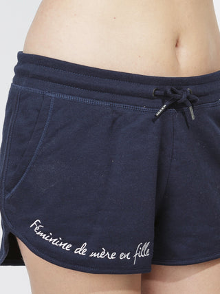 Navy embroidered shorts