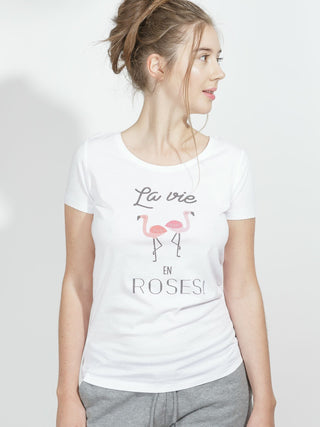 T-shirt - Vita in rose